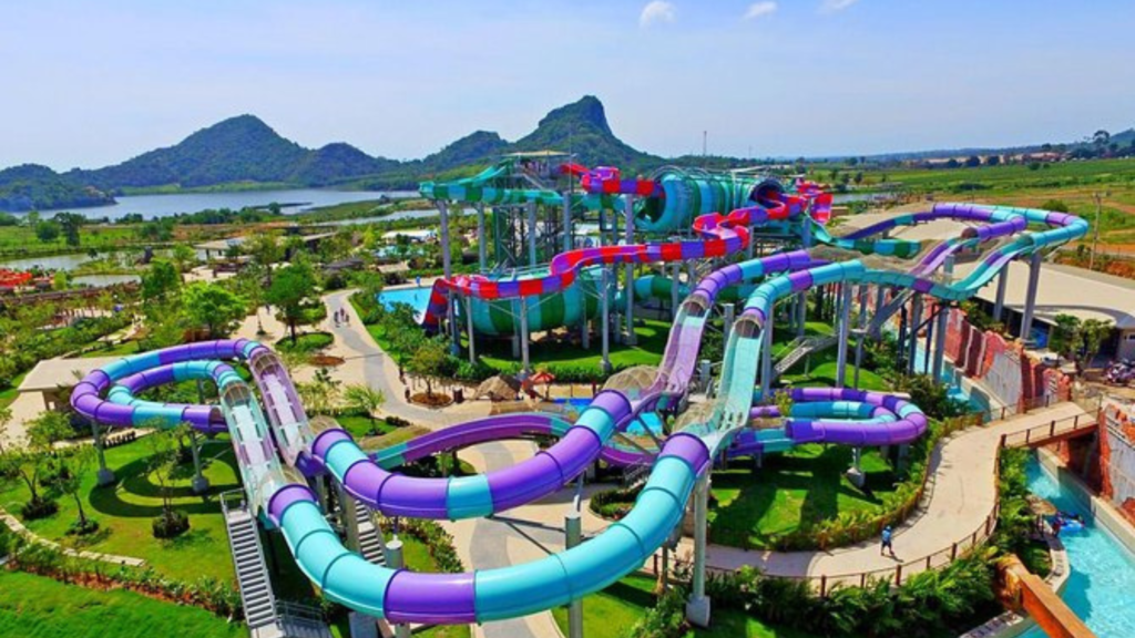 Birds-eye view of Ramyana Water Park - Thai Pass